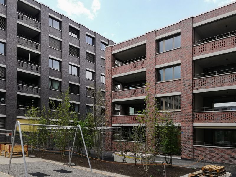Wohnüberbauung Flo + Fleur, Thomasweg, Liebefeld – Hof für Alle – Aebi & Vincent Architekten, Fotografie: Adrian Scheidegger