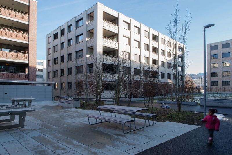 Wohnüberbauung Flo + Fleur, Thomasweg, Liebefeld – Hof für Alles – Aebi & Vincent Architekten, Fotografie: Scheidegger | Jaquemet