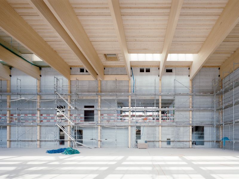 Dorfzentrum Untersiggenthal – Dreifachturnhalle im Baustellenzustand – Bild: © Olivier Di Giambattista