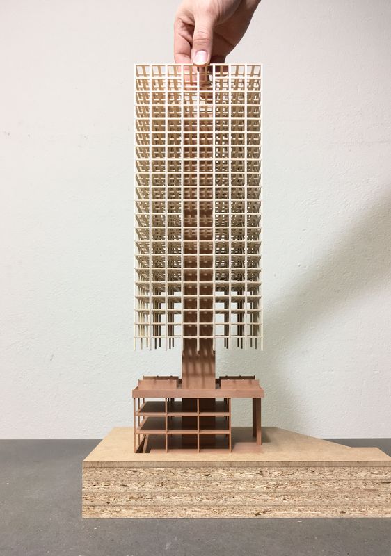 Holz-Hybrid-Hochhaus H1, Zwhatt Areal – Strukturmodell – Boltshauser Architekten