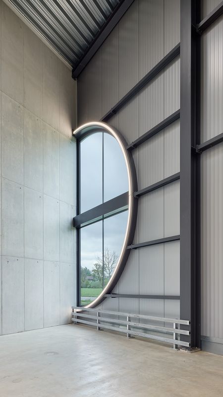 Erweiterung Werkhof Worbboden – Rundfenster Schulungshalle – Thomas Telley